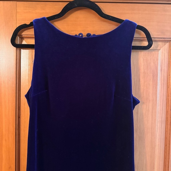 Vintage Navy Blue Velvet Sleeveless Maxi Dress halter prom formal Y2K 90s Jewel - Picture 3 of 13